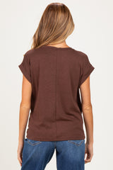 Brown Rolled Short Sleeve Maternity Tee