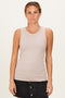 Beige Ribbed High Neck Tank Top
