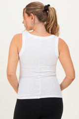 Off White Ribbed Scoop Neck Maternity Tank