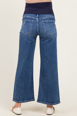 Navy Vintage Wash Ankle Wide Leg Maternity Jeans