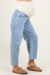 Light Blue Vintage Wash Barrel Leg Maternity Jeans