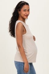Oat Braided Neckline Maternity Tank