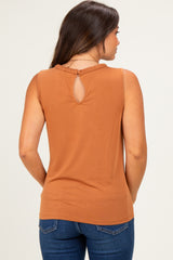 Clay Braided Neckline Maternity Tank
