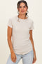 Oat Ribbed Short Sleeve Curved Hem Top