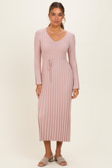 Mauve Ribbed Maternity Knit Maxi Dress
