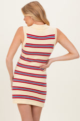 Butter Striped Knit Sleeveless Maternity Polo Dress