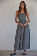 Black Striped Strapless Maternity Maxi Dress