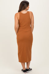 Cinnamon Ribbed Maternity Tank Midi Dress
