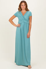 PinkBlush Slate Draped Maternity/Nursing Maxi Dress