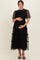 Black Smocked Top Mesh Midi Dress