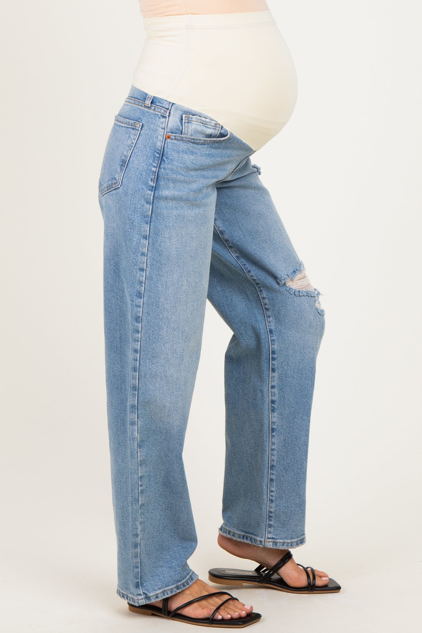 Light Wash Maternity Baggy Dad Jeans