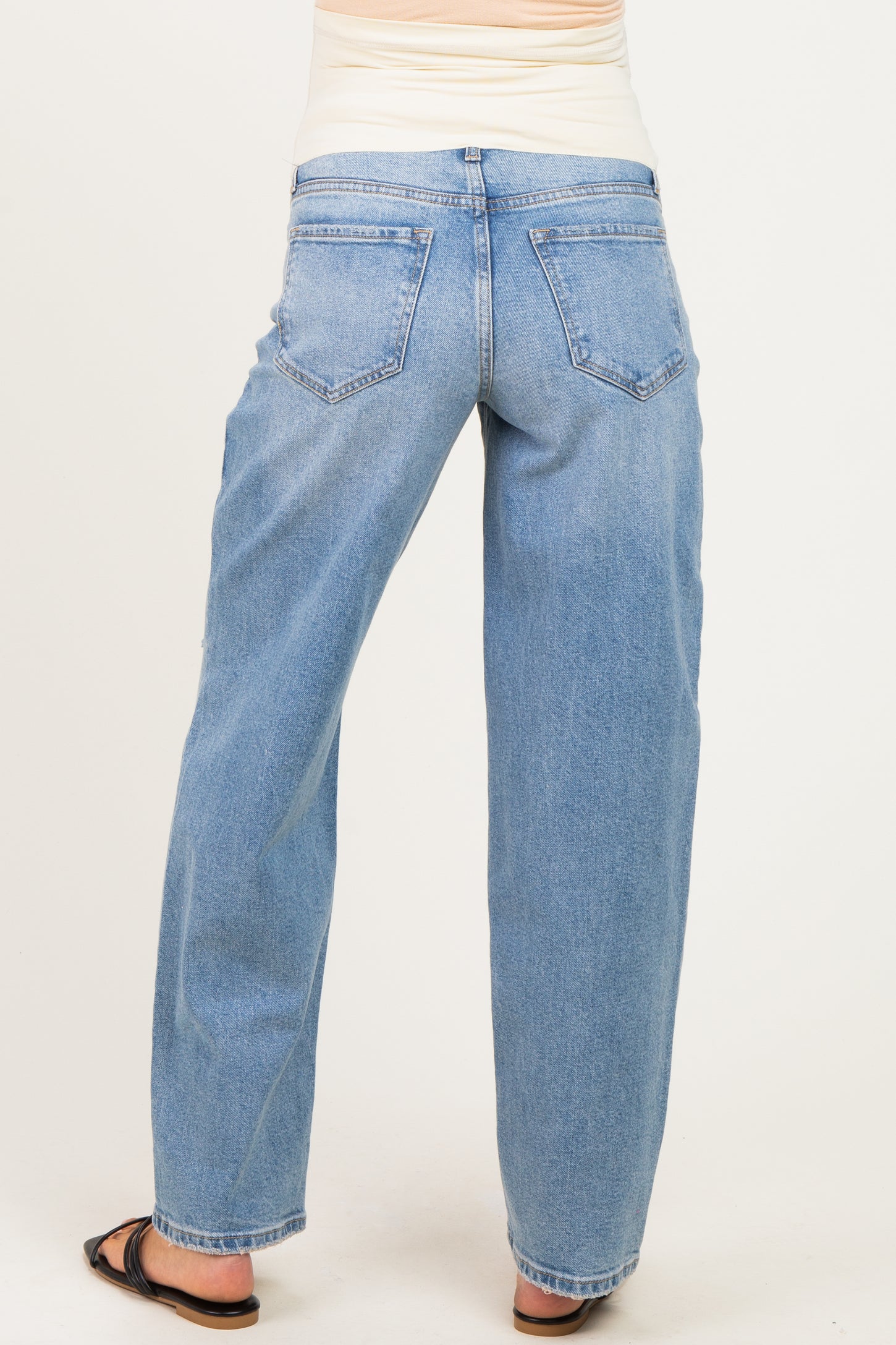 Light Wash Maternity Baggy Dad Jeans