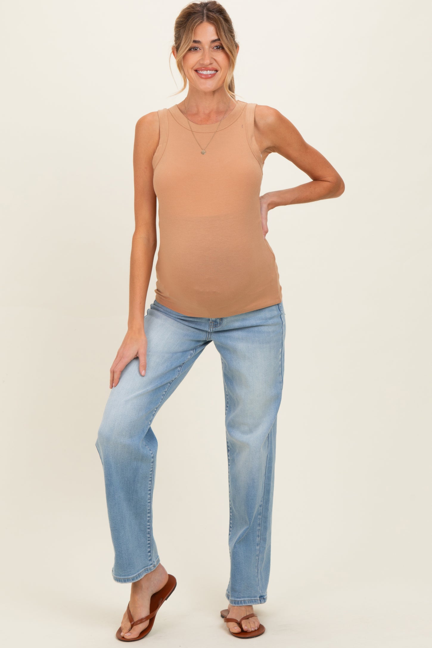 Light Wash Maternity Dad Jeans