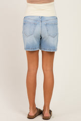 Light Wash Maternity Midi Shorts