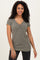 Olive Ribbed Sweetheart-Neckline Top
