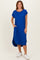 Royal Ribbed Curved Hem Midi Dress