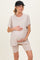 Sand Beige Hi-Low Short Sleeve Tee Biker Short Maternity Set