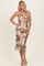 Taupe Mesh Floral Sleeveless Midi Dress