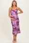 Lavender Mesh Floral Sleeveless Maternity Midi Dress