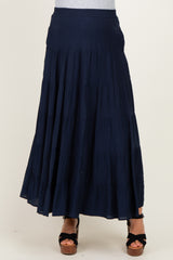 Navy Tiered Maternity Maxi Skirt