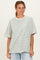Sage Striped Short Sleeve Crew Neck Oversized Cotton Top