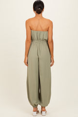 Olive Crinkled Tube Balloon Jumpsuit