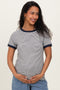 Ivory Navy Trimmed Striped Maternity Top
