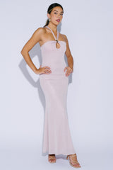 Blush Metal Trim Halter Maxi Dress