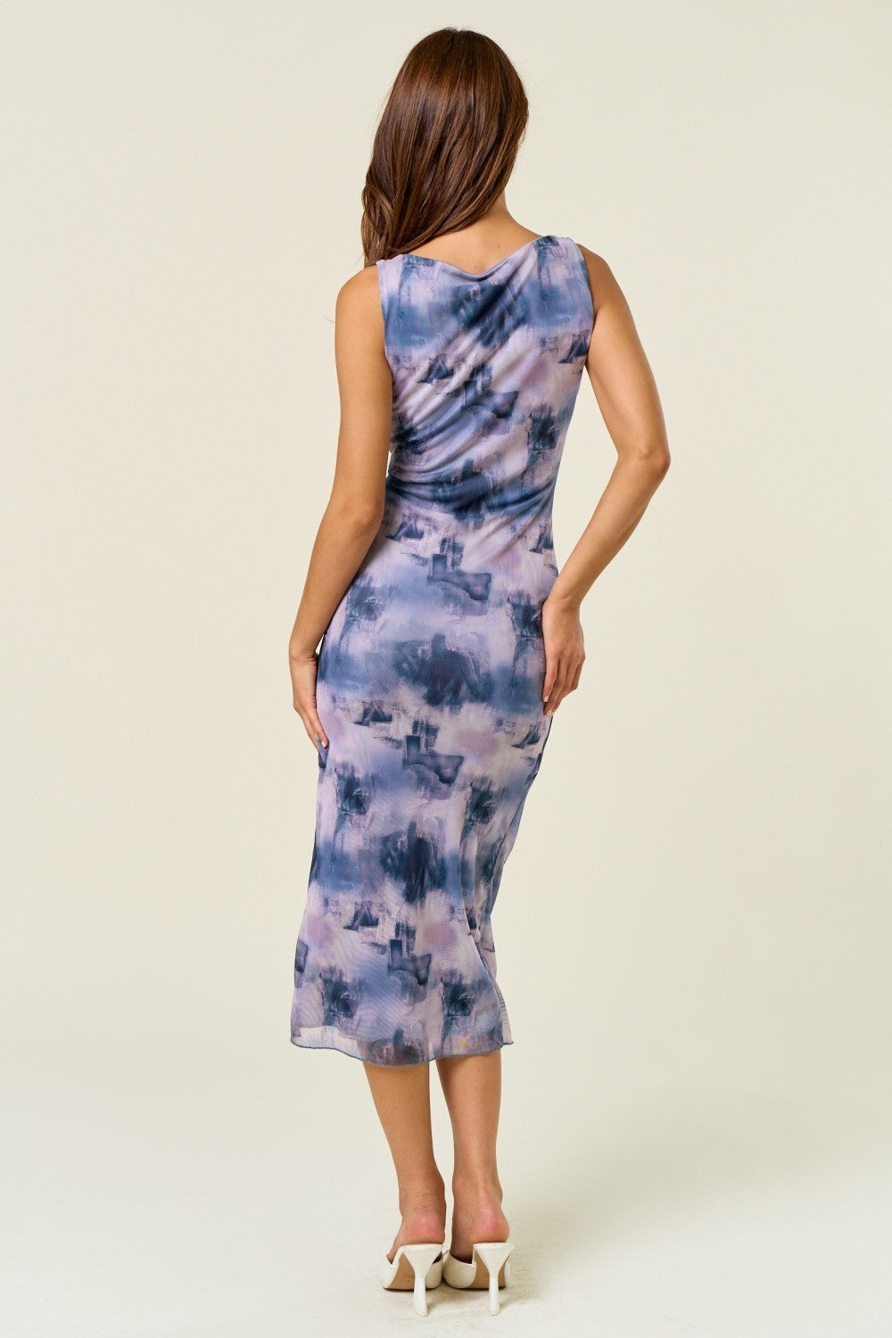 Blue Sleeveless Mesh Dress