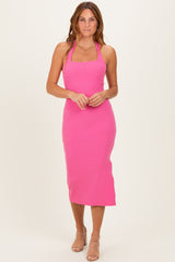 Candy Pink Open Back Bodycon Dress