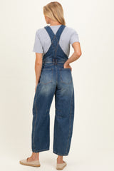 Dark Wash Denim Barrel Maternity Overalls