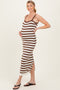 Coco Stripe Striped Square Neck Sleeveless Knit Maternity Midi Dress
