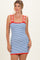 Blue Marine Crochet Stripe Floral Strap Mini Dress