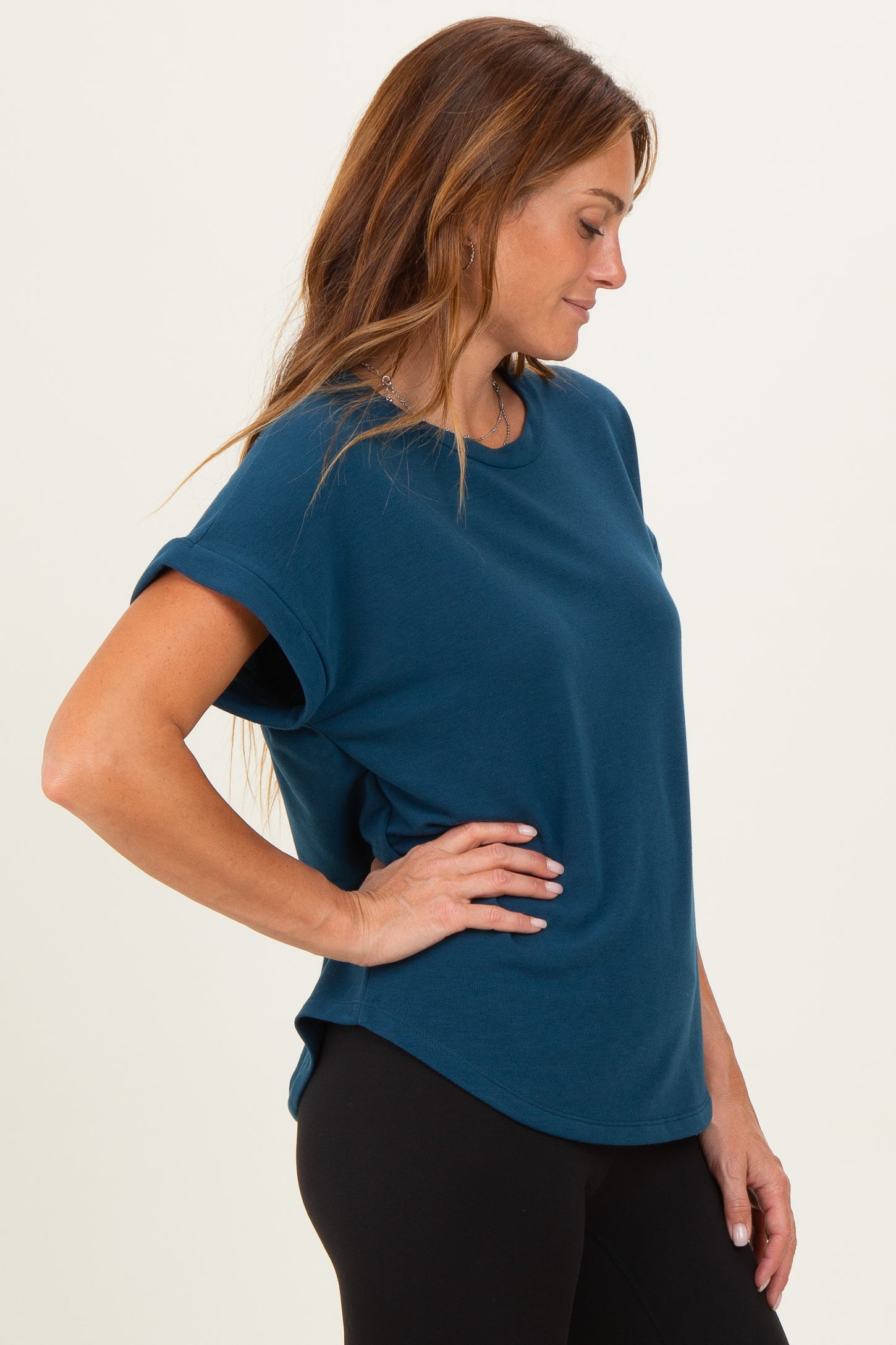 Teal Cuff Sleeve Top