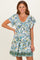 Ivory V Neck Smocked Bodice Short Sleeve Dress