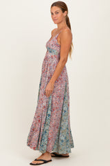 Multi V Neck Twist Front Cut Out Maxi Dress