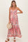 Pink Smocked Bust V Neck Lace Trim Maternity Maxi Dress
