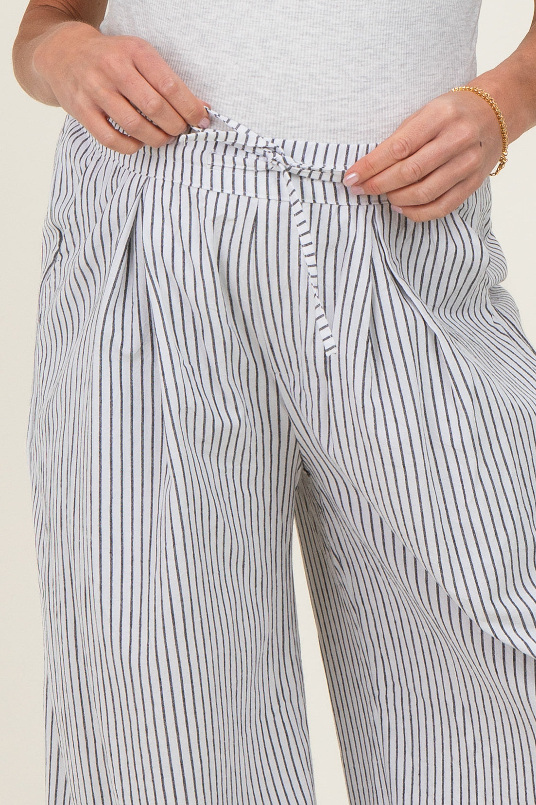 Black Striped Balloon Maternity Pants