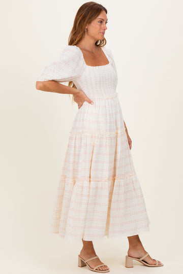Pink Soft Floral Smocked Maxi Dress
