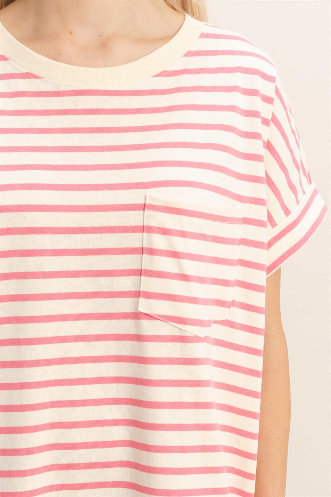 Pink Striped T-Shirt Mini Dress