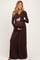 Brown Long Sleeve Maternity Nursing Maxi Dress