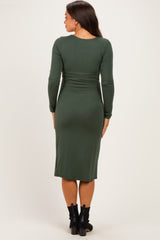 Olive Basic Square Neck Maternity Midi Dress
