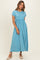 Capri Blue Ruffle Trim Maxi Dress