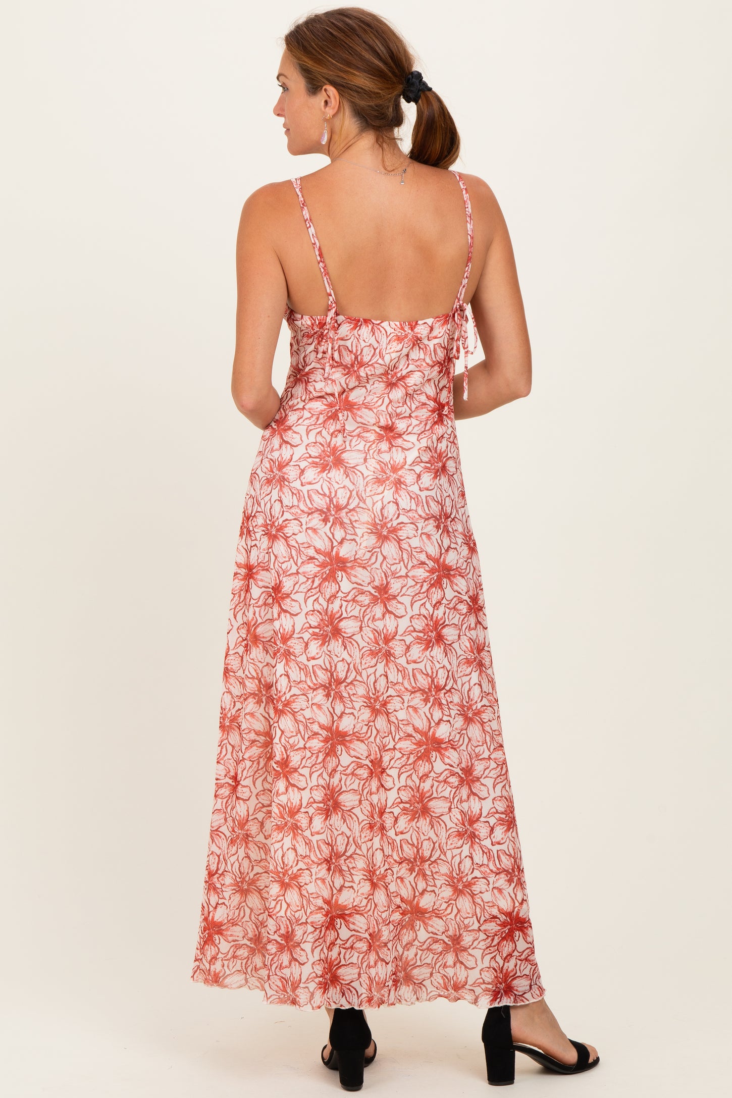 Red Floral Midi Dress
