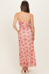 Red Floral Maternity Midi Dress