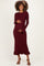 Burgundy Ribbed Knit Bow Back Maternity Maxi Dress
