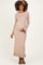 Sand Ribbed Knit Bow Back Maternity Maxi Dress