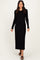 Black Ribbed Long Sleeve Sweater Midi Dress