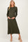 Olive Ribbed Long Sleeve Maternity Sweater Midi Dress
