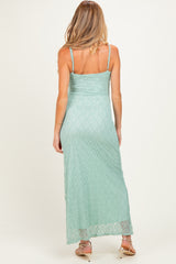 Sage Sleeveless Lace Square Neck Maternity Maxi Dress